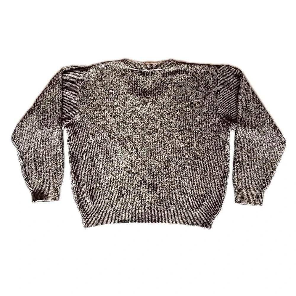 Vintage LL Bean Mens Sweater M Gray Tan Chunky Ribbed Knit Slouchy Indie‎ Preppy